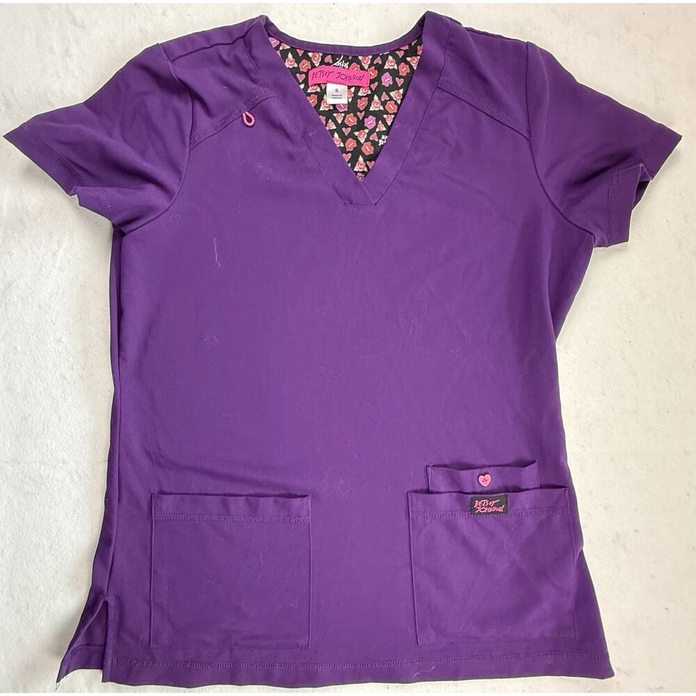 Betsy Johnson Scrubs shirt small pants XS purple medical Nurse